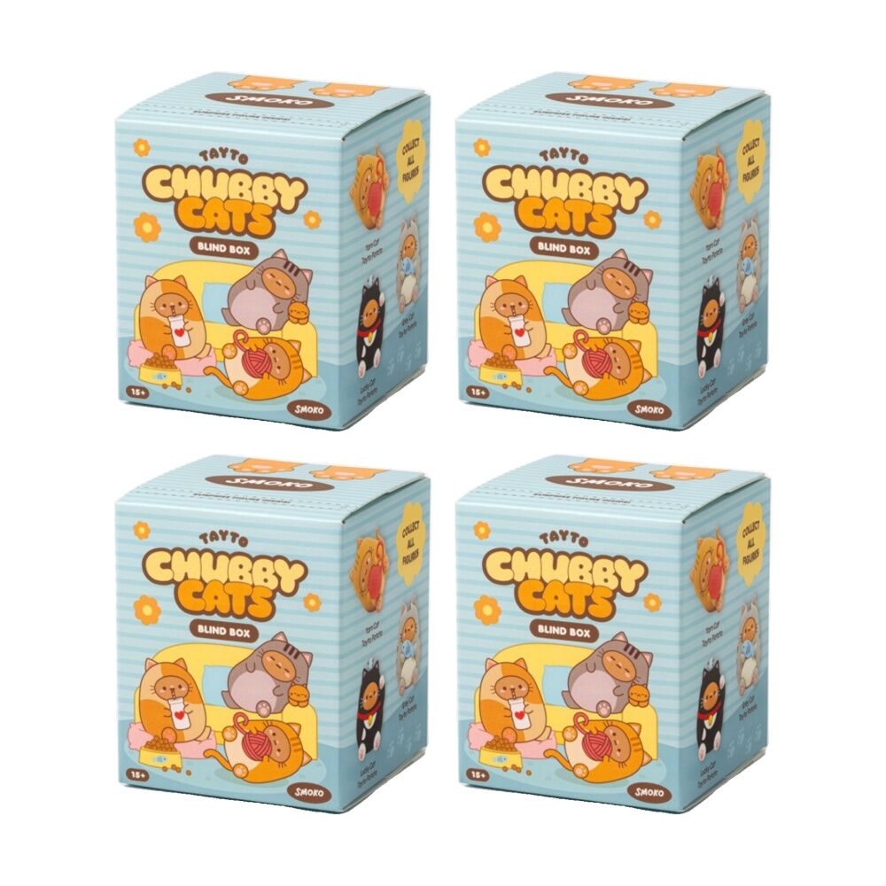 Smoko Tayto Chubby Cat Blind Box Toy Collectable Figurine 15Y+ Assorted (4 Pack)