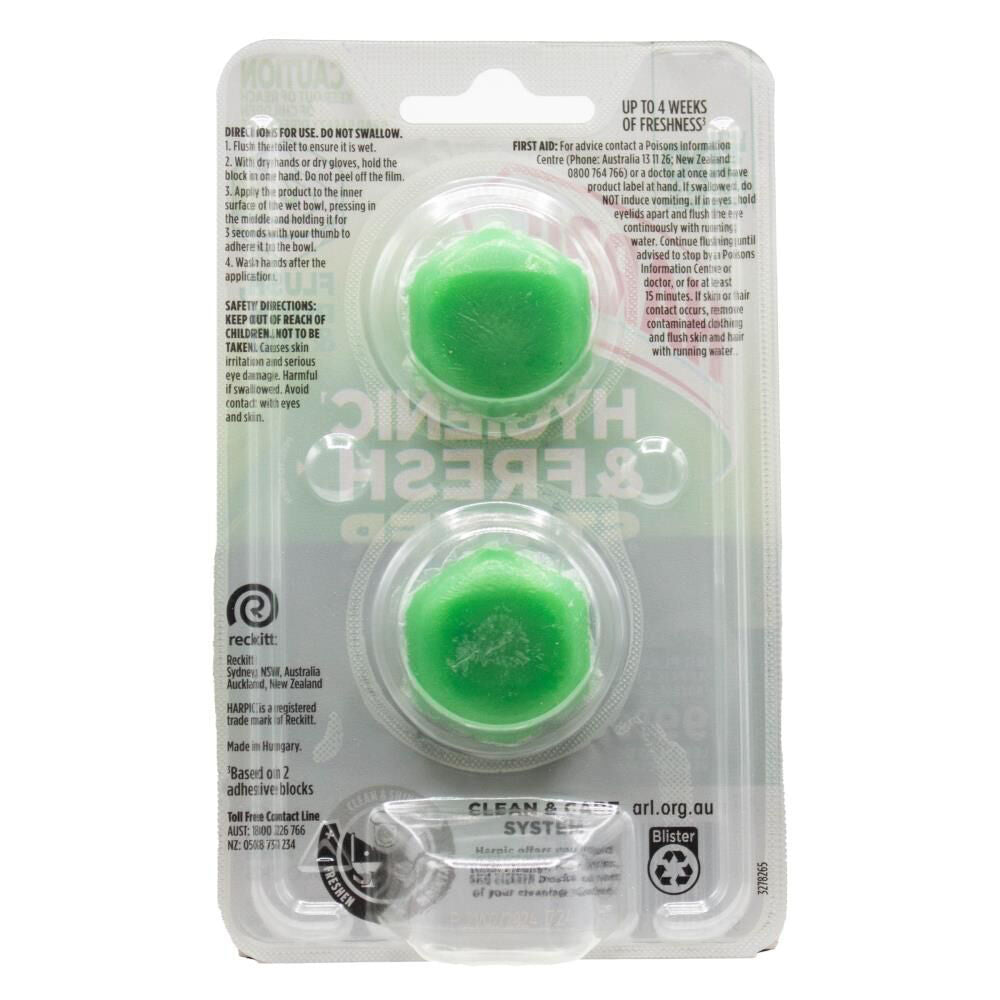 Harpic 2pc Harpic 425g Hygienic & Fresh Sticker Adhesive Toilet Block Freshener (6 Pack) — image 2