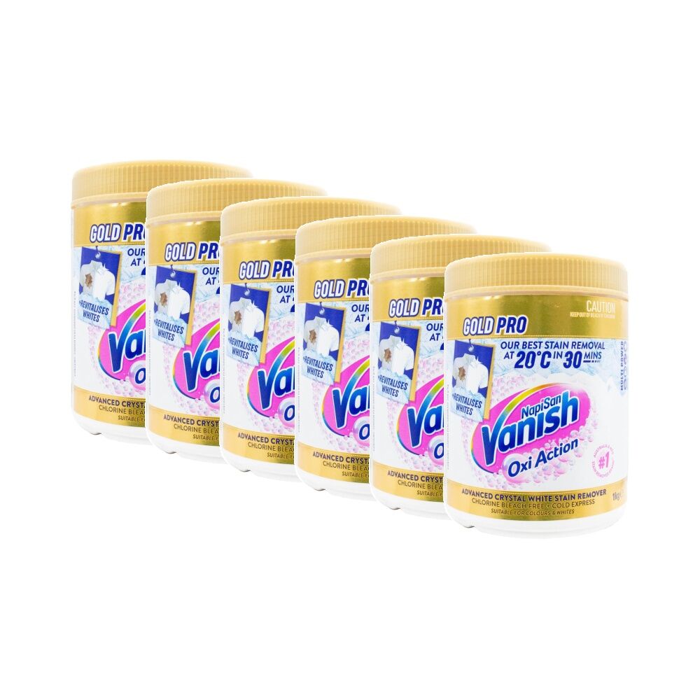Vanish Napisan Oxi Action Gold Pro Stain Remover Powder Crystal White 1kg (6 Pack)