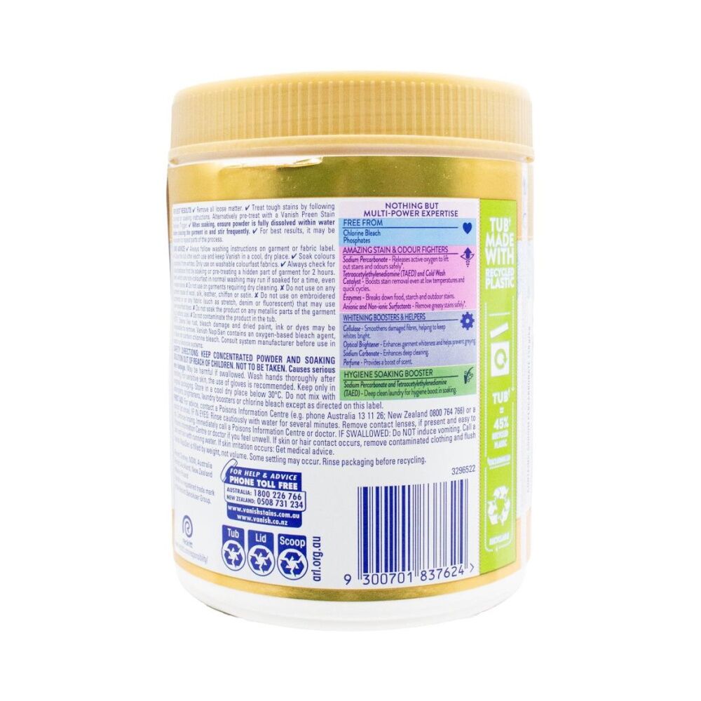 Vanish Napisan Oxi Action Gold Pro Stain Remover Powder Crystal White 1kg (6 Pack) — image 3
