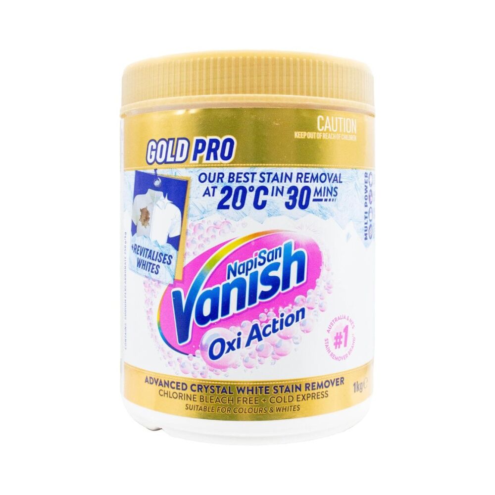 Vanish Napisan Oxi Action Gold Pro Stain Remover Powder Crystal White 1kg (6 Pack) — image 2