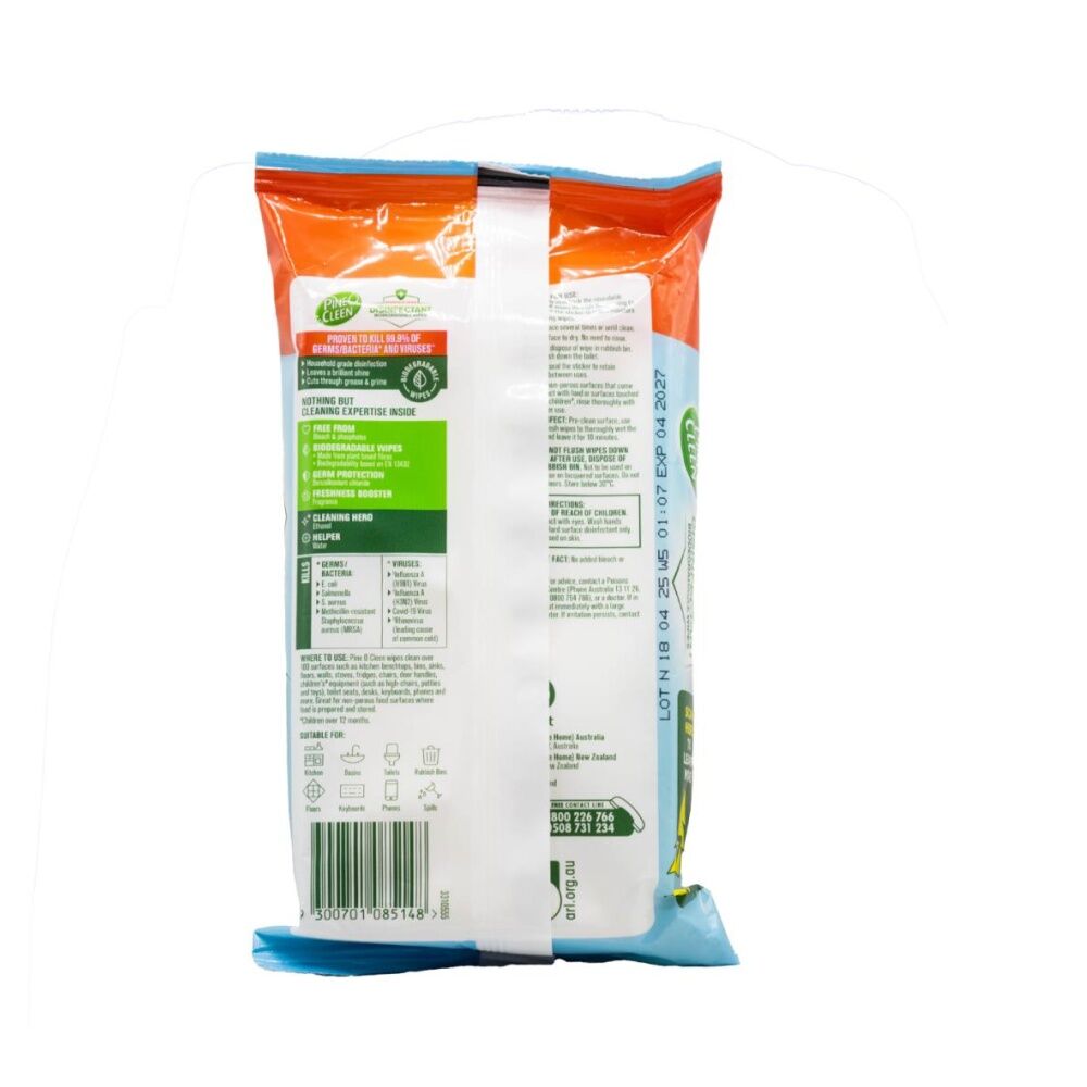 Pine O Cleen Household Grade Biodegradable Disinfectant Wipes 60 Fresh Scent (6 Pack) — image 3