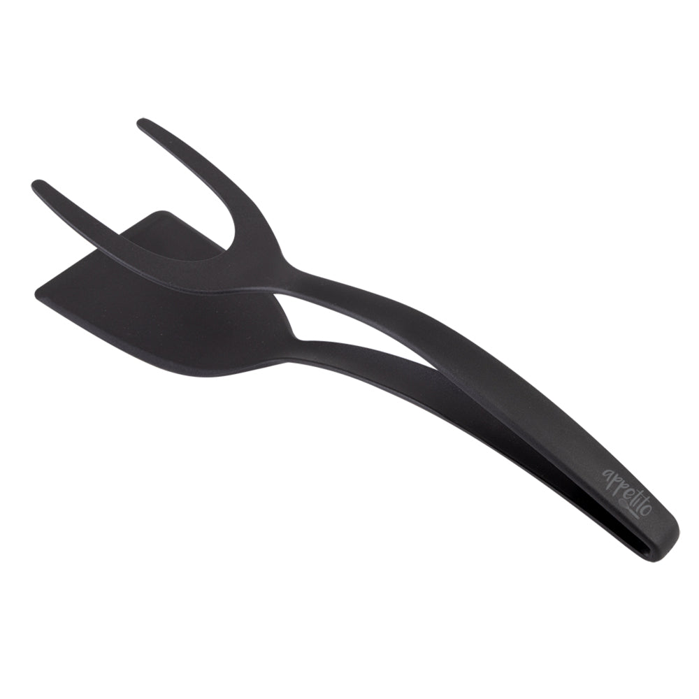 3310bk-appetito-nylon-2-in-1-spatula-tongs-home-kitchen-cooking-utensil-black