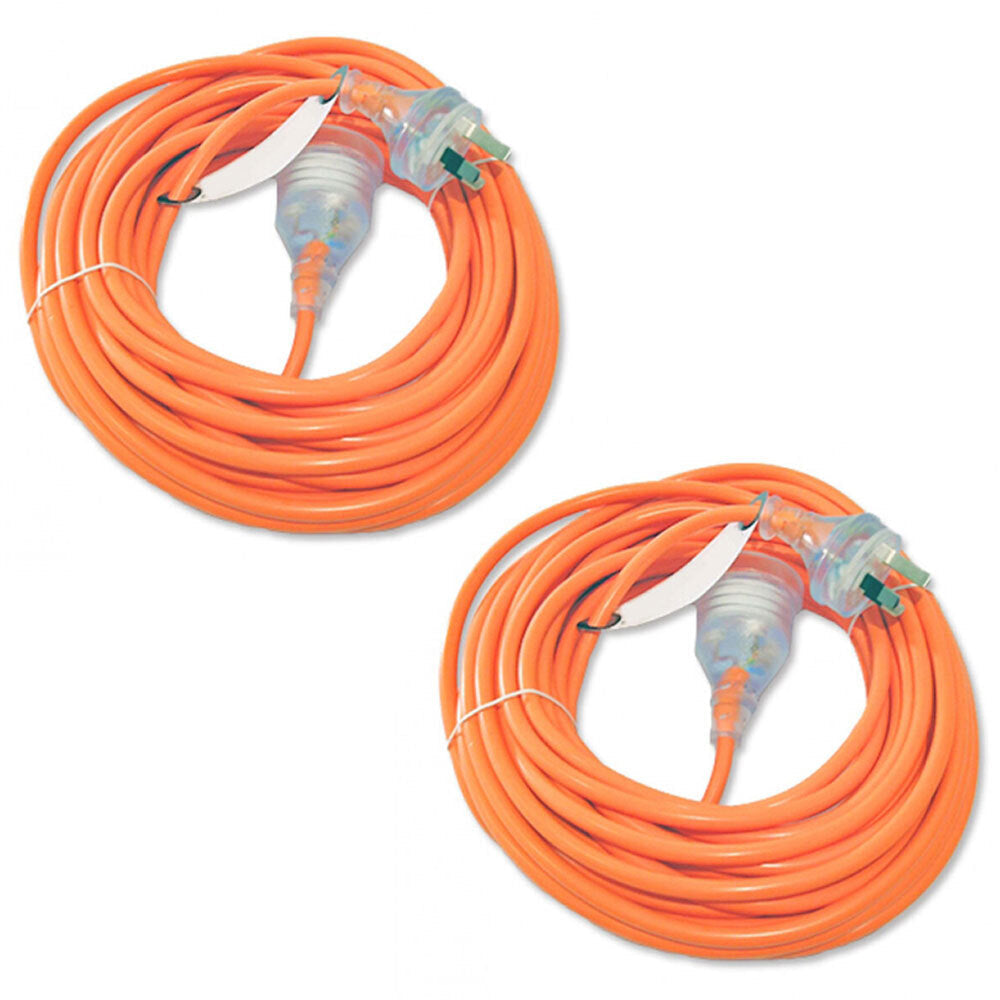 Vacspare 15M Extension Cord 3 Core 10AMP Orange (2 Pack)