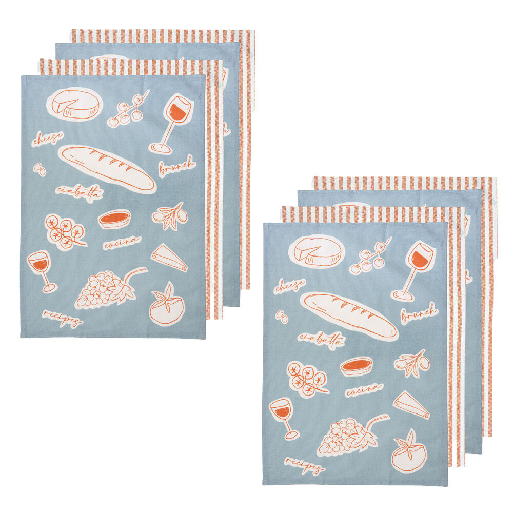 Ladelle 4pc Ladelle a Long Lunch Microfibre Kitchen Towel Dishcloth 65cm Pale Blue (2 Pack)