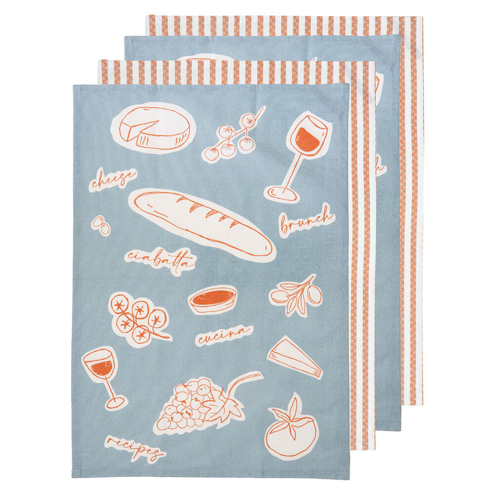 Ladelle 4pc Ladelle a Long Lunch Microfibre Kitchen Towel Dishcloth 65cm Pale Blue (2 Pack) — image 2