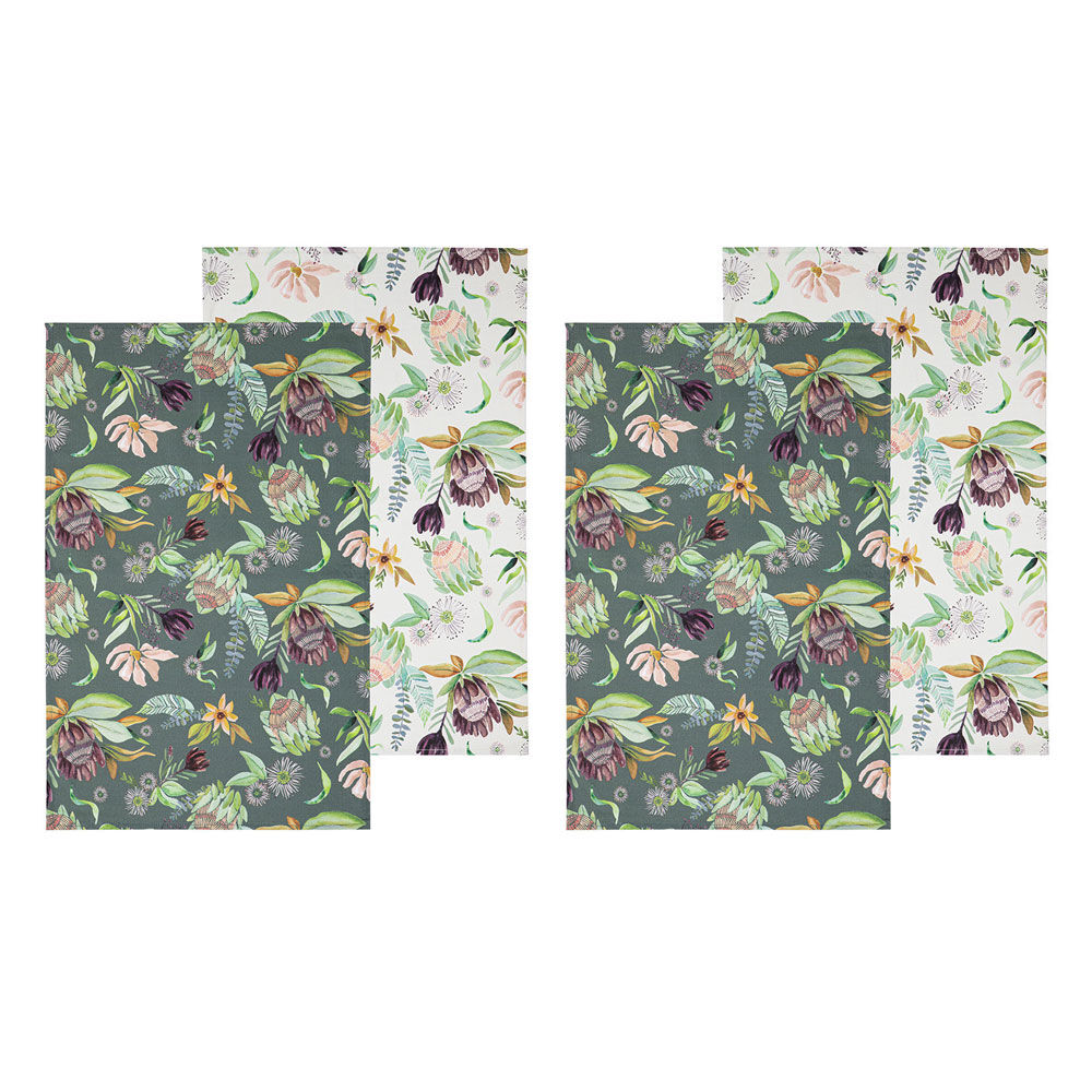 Ladelle 2pc Ladelle Leura Floral Cotton Kitchen Tea Towel 45x70cm Soft Dish Cloth (2 Pack)