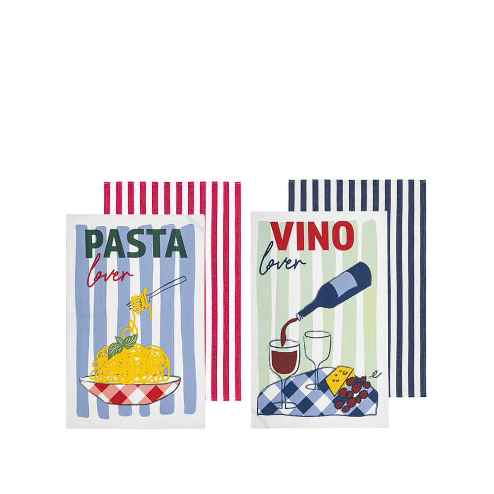 Ladelle Capri Pasta & Wine Cotton Kitchen Hand Towel Reusable Assorted (2 Pieces)