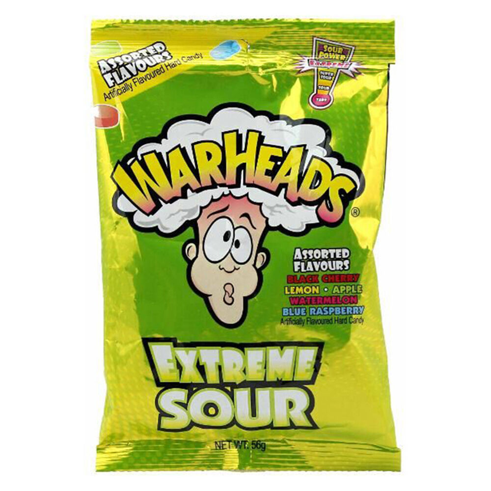 Warheads Extreme Sour Hard Candy Bag Fruit-Flavoured Lollies 56g (12 Pack) — image 2