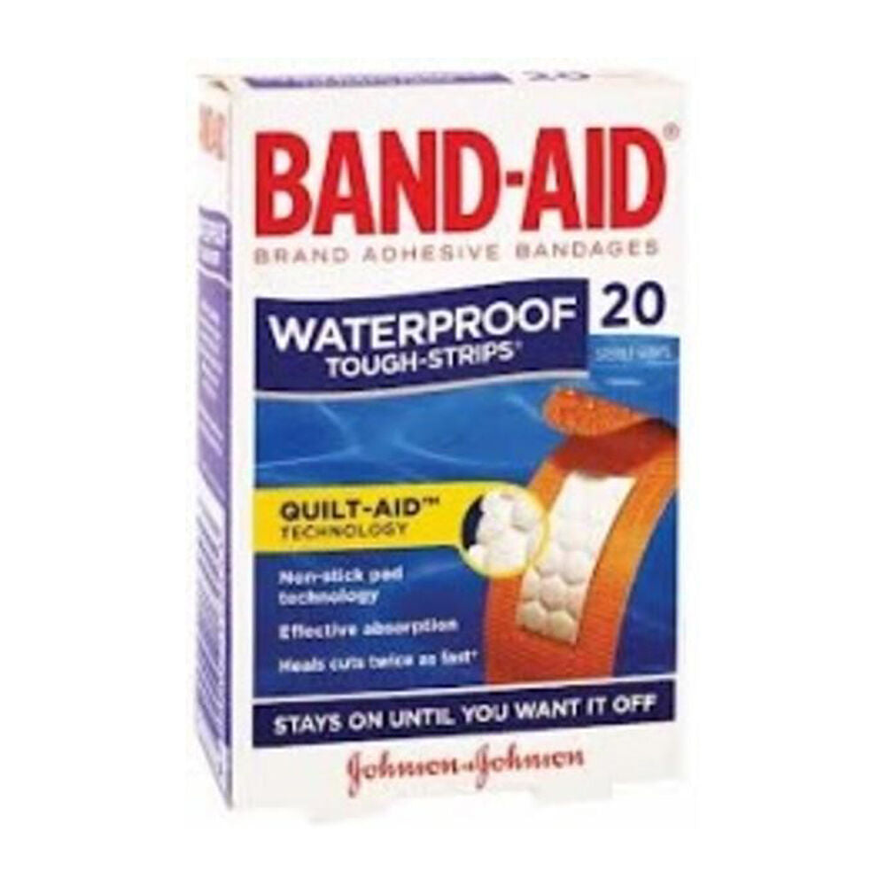 Band-Aid Tough-Strips Waterproof Adhesive Bandages Non-Stick Pad Tech (20 Pieces)