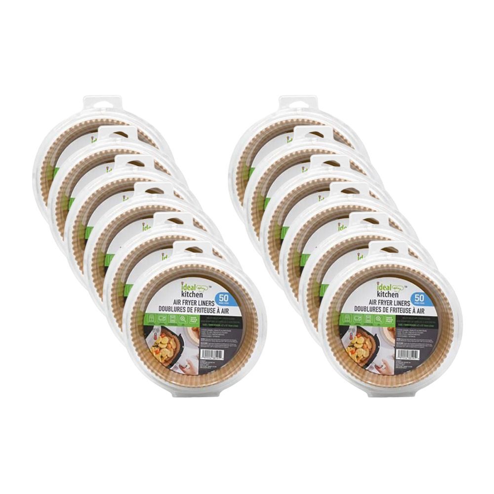 Ideal Kitchen 12x 50pc Air Fryer Paper Disposable Liner Sheet 16x4.5cm Round