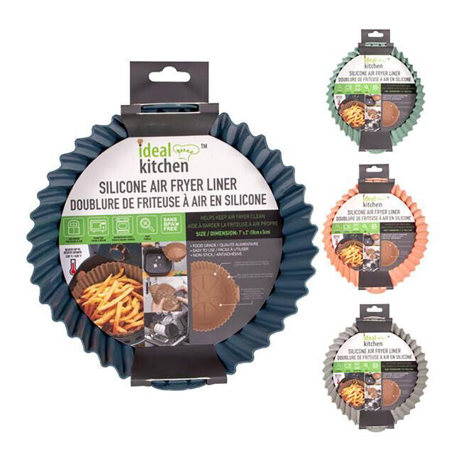 Ideal Kitchen Reusable Silicone Air Fryer Round Liner Assorted 18x5cm — image 2