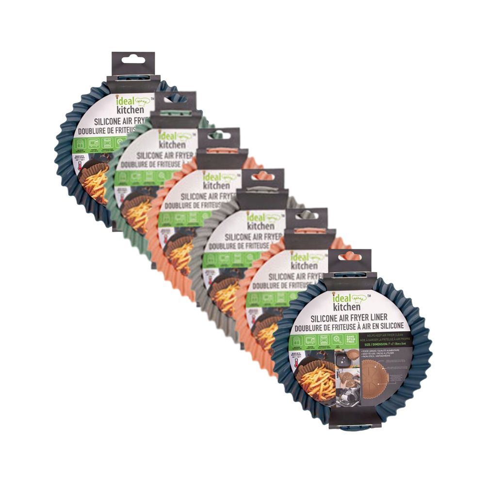 Ideal Kitchen Reusable Silicone Air Fryer Round Liner Assorted 18x5cm (6 Pack)