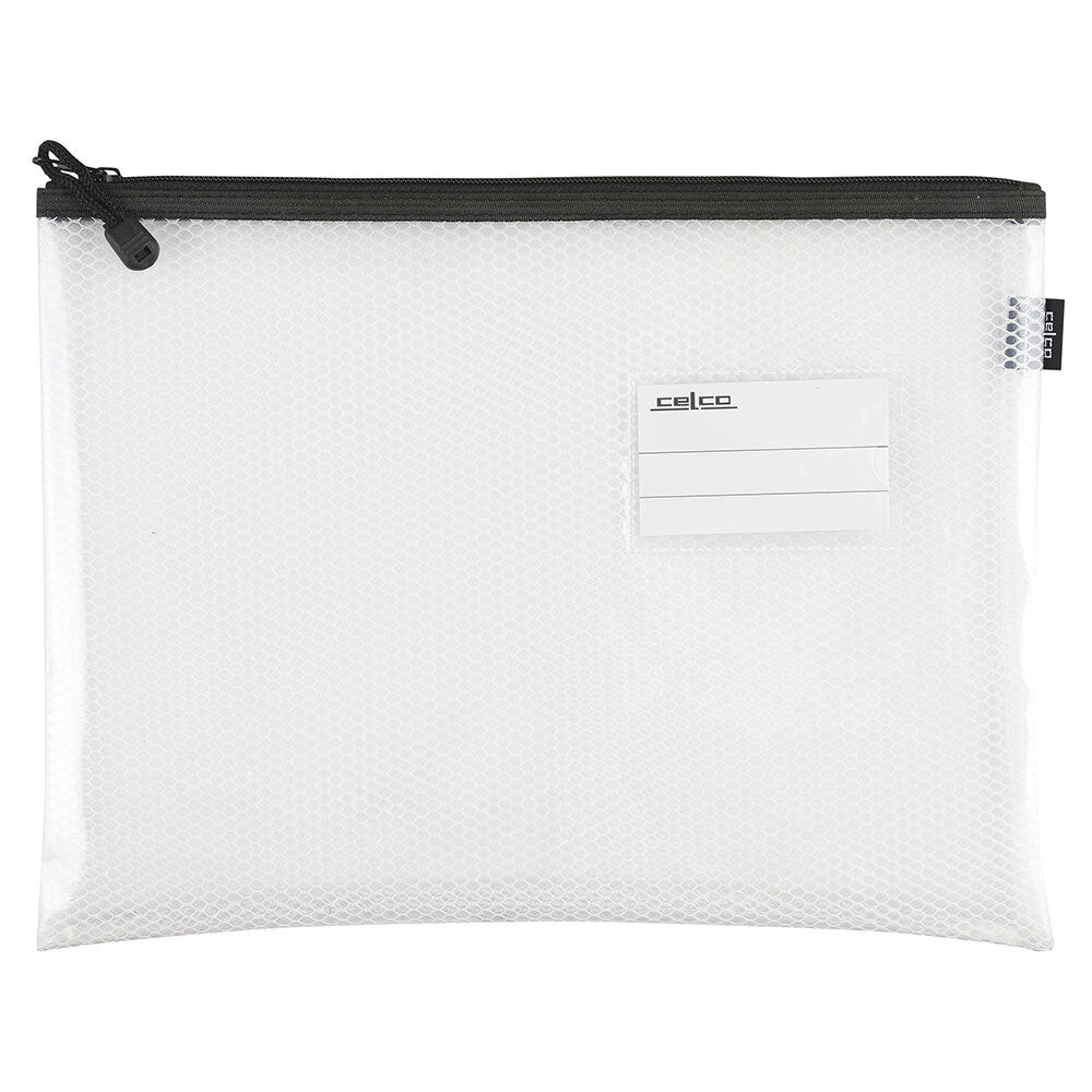 Celco School Storage Zipper Pouch A4 Paper/Pencil/Documents Mesh Case Clear (8 Pack) — image 2