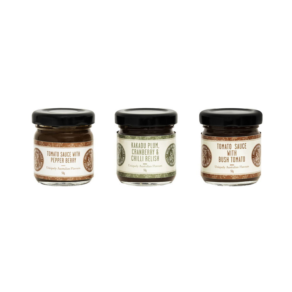 Australian Bush Spices Mini Tomato Sauces & KP Relish 50g Condiments Set (6 Pieces) — image 2