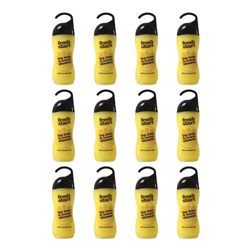 Fresh Start Shower Gel Body Wash w/ Tea Tree & Lemon Scent 400ml Yellow (12 Pack)