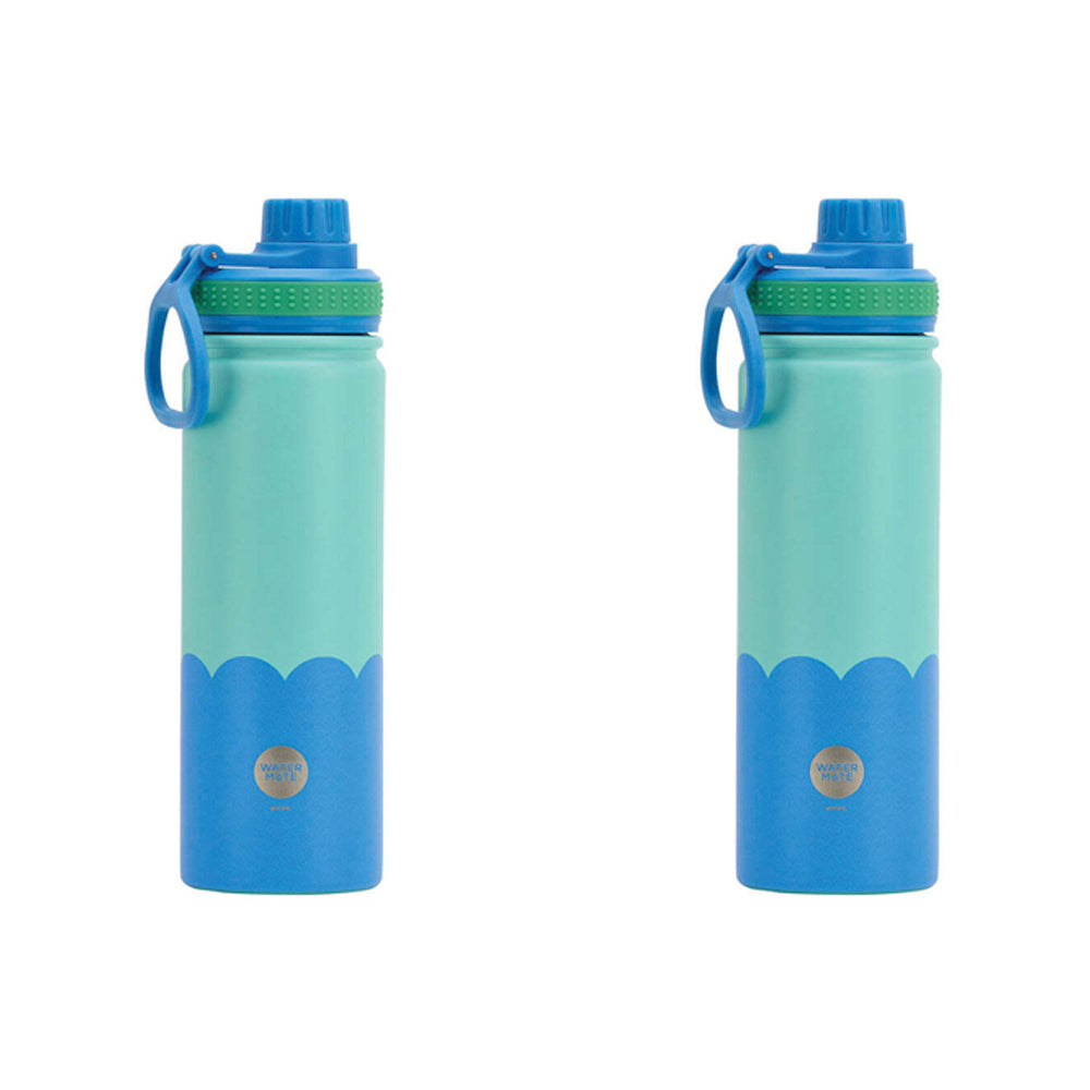 Annabel Trends Watermate Wave 600ml Stainless Steel Bottle Tumbler Aqua Blue (2 Pack)