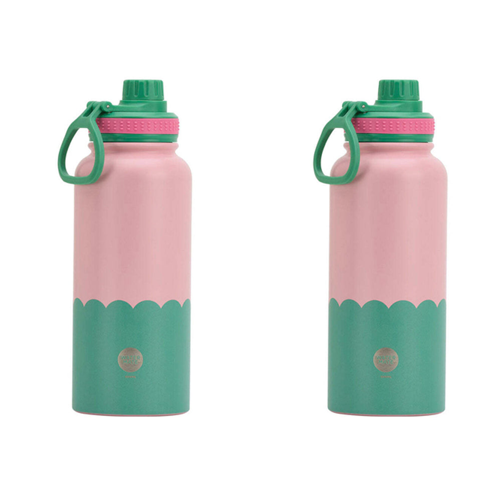 Annabel Trends Watermate Wave 1000ml Stainless Steel Bottle Musk Green (2 Pack)