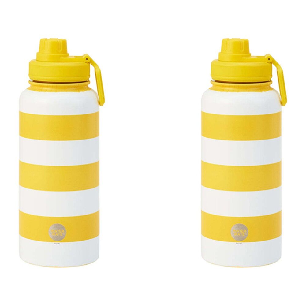 Annabel Trends Watermate 950ml Stainless Steel Water Bottle Yellow Stripe (2 Pack)