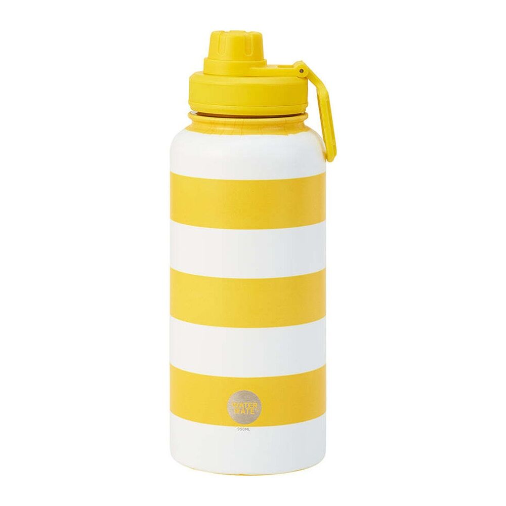 Annabel Trends Watermate 950ml Stainless Steel Water Bottle Yellow Stripe (2 Pack) — image 2
