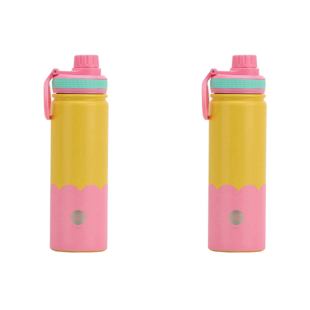 Annabel Trends Watermate Wave 600ml Stainless Steel Bottle Yellow Candy (2 Pack)
