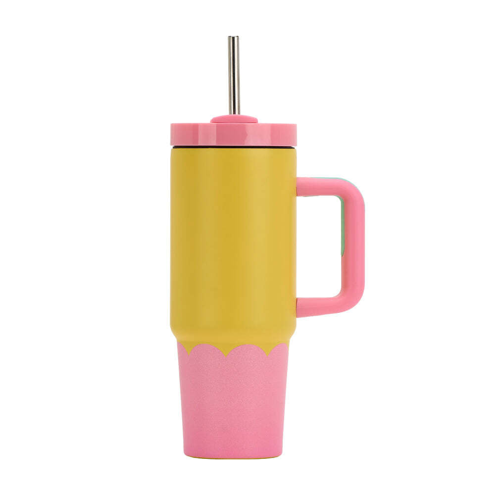 Annabel Trends Super Sip Wave 380ml S/S Cup Double Wall w/ Straw Yellow Candy (2 Pack) — image 2