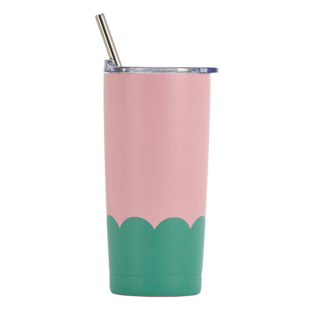 Annabel Trends 500ml Stainless Steel Wave Smoothie Tumbler w/Straw Musk Green (2 Pack) — image 2