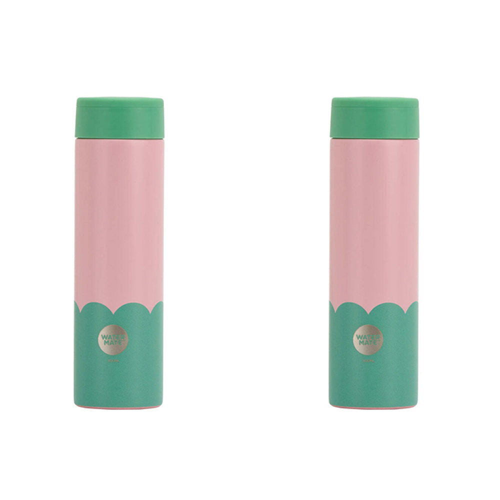 Annabel Trends Stainless Steel Wave 300ml Mini Bottle Double Wall Musk Green (2 Pack)