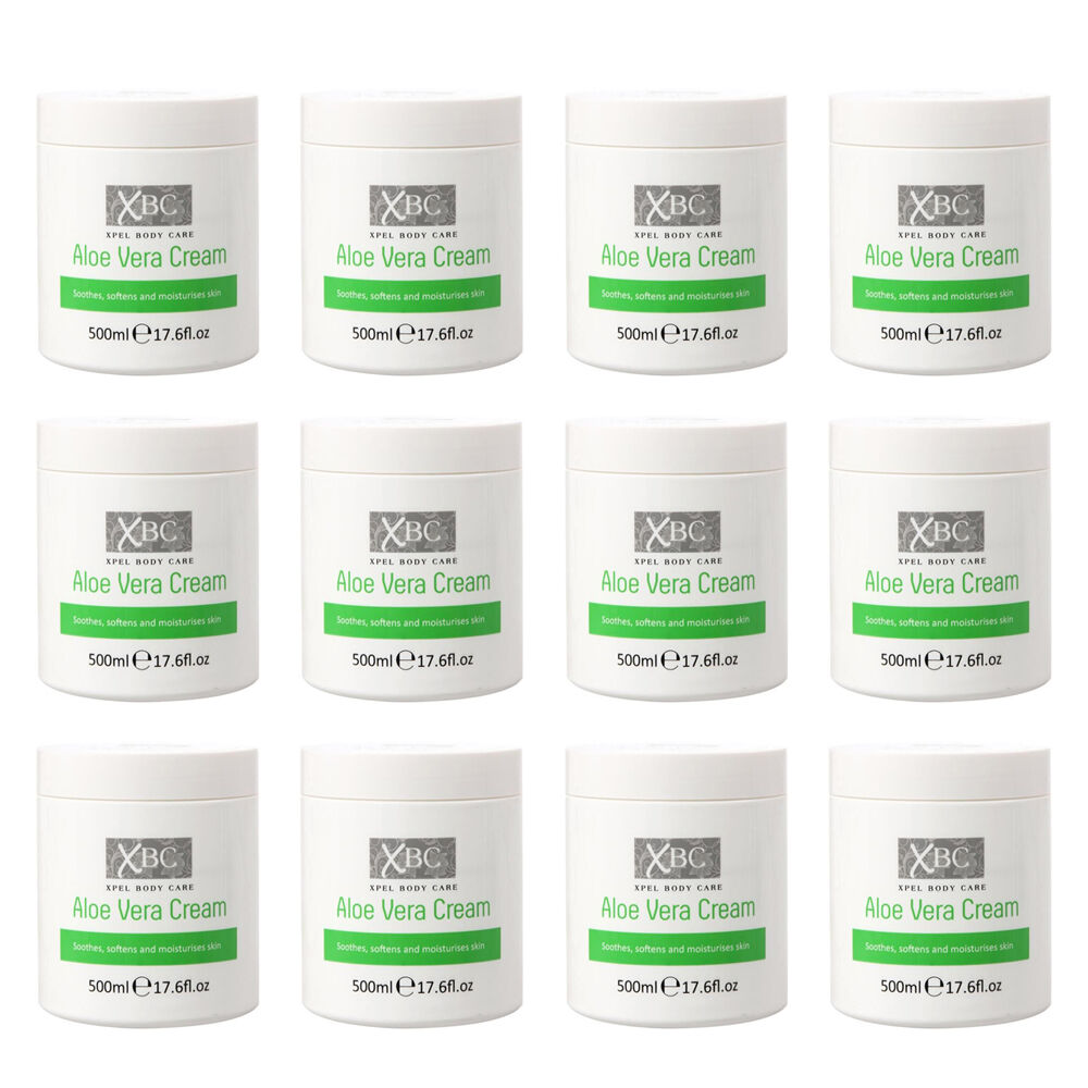XBC Aloe Vera Cream Moisturising Body Lotion For Dry Irritated Skin 500ml (12 Pack)