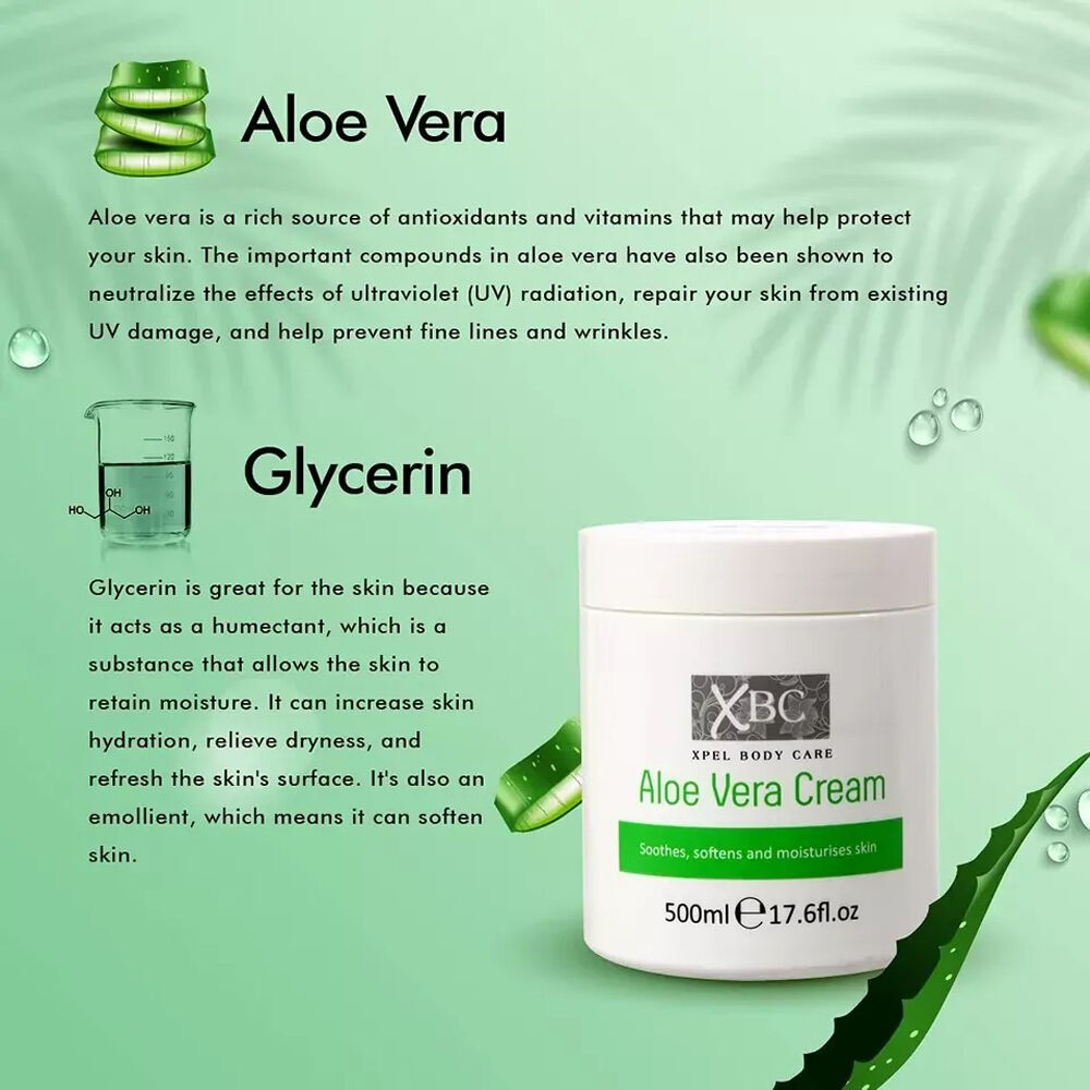 XBC 500ml Aloe Vera Cream Moisturising Body Lotion For Dry Irritated Skin — image 2