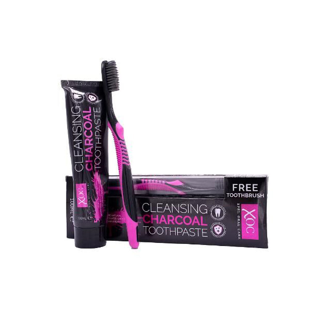 Xoc Cleansing Charcoal Toothpaste w/ Toothbrush 100ml Travel Oral Care (12 Pack) — image 3