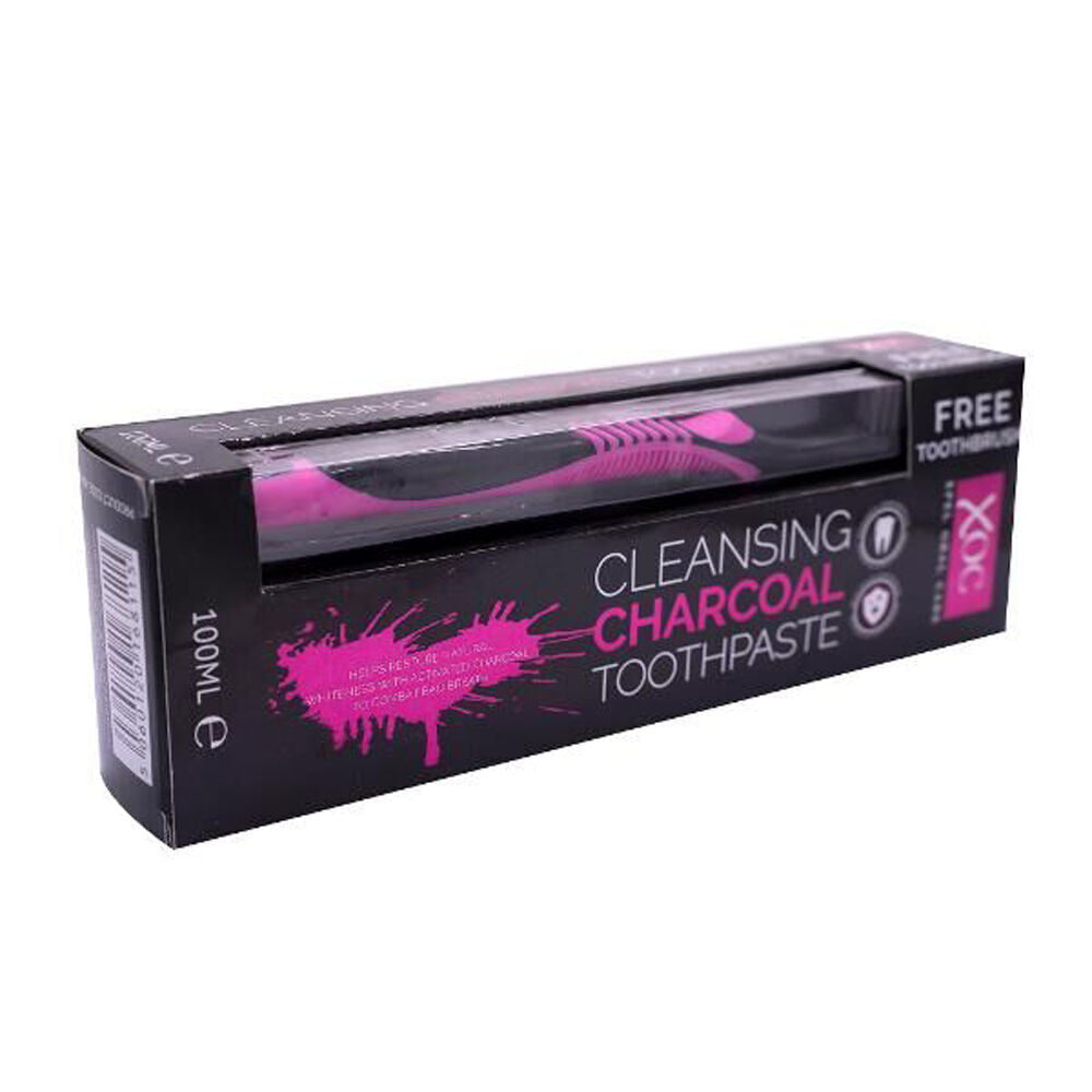 Xoc Cleansing Charcoal Toothpaste w/ Toothbrush 100ml Travel Oral Care (12 Pack) — image 4