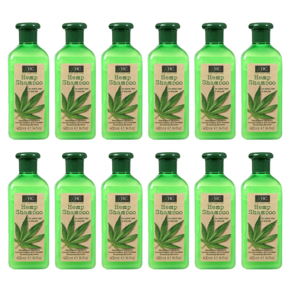 XHC Natural Organic Hemp Shampoo For Sleek & Shiny Hair 400ml Paraben Free (12 Pack)