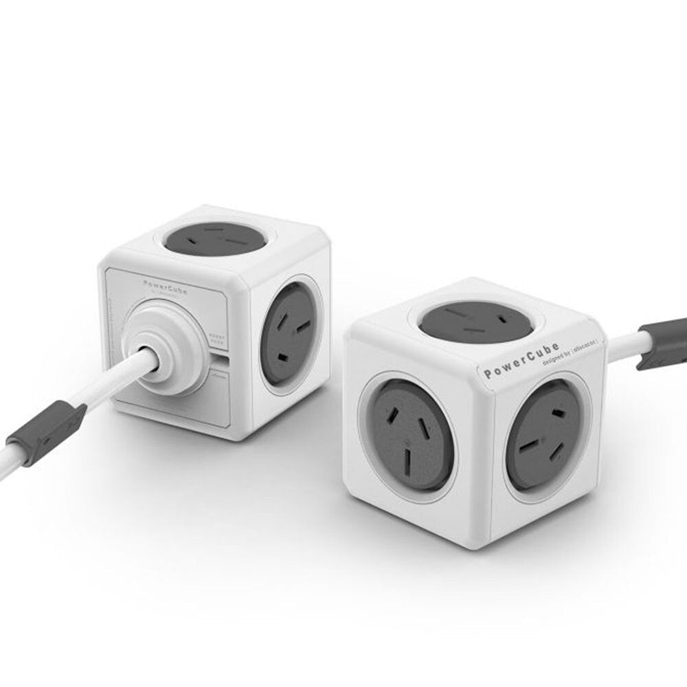 Allocacoc PowerCube 5 Socket Mountable Power Board w/3m Extension Cord 240V Surge Grey (2 Pack) — image 3
