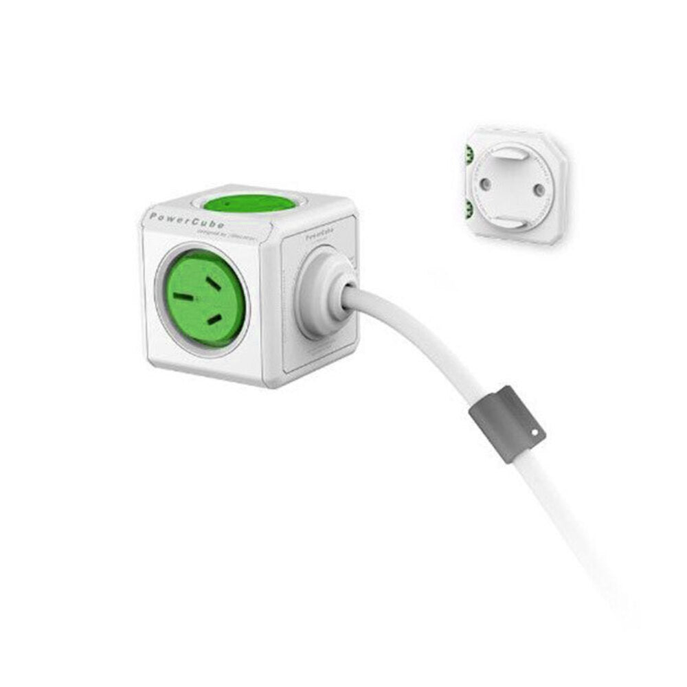 Allocacoc PowerCube 4 Socket Mountable Power Board/3m Cord/Dual USB Charger 240v Green (2 Pack) — image 3