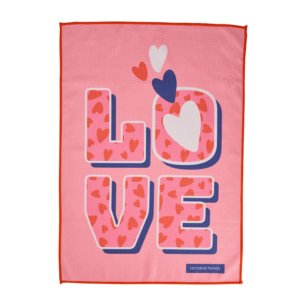 Annabel Trends Waffle Microfibre Tea Towel Rectangular 50x70cm Love (2 Pack) — image 2