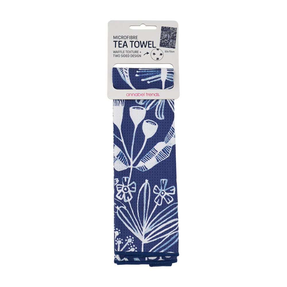 Annabel Trends Waffle Microfibre Tea Towel Rectangular 50x70cm Navy Natives (2 Pack) — image 4