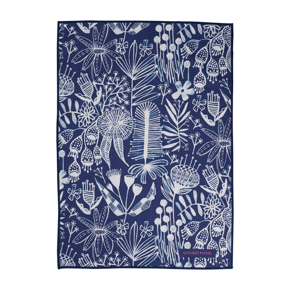 Annabel Trends Waffle Microfibre Tea Towel Rectangular 50x70cm Navy Natives (2 Pack) — image 2