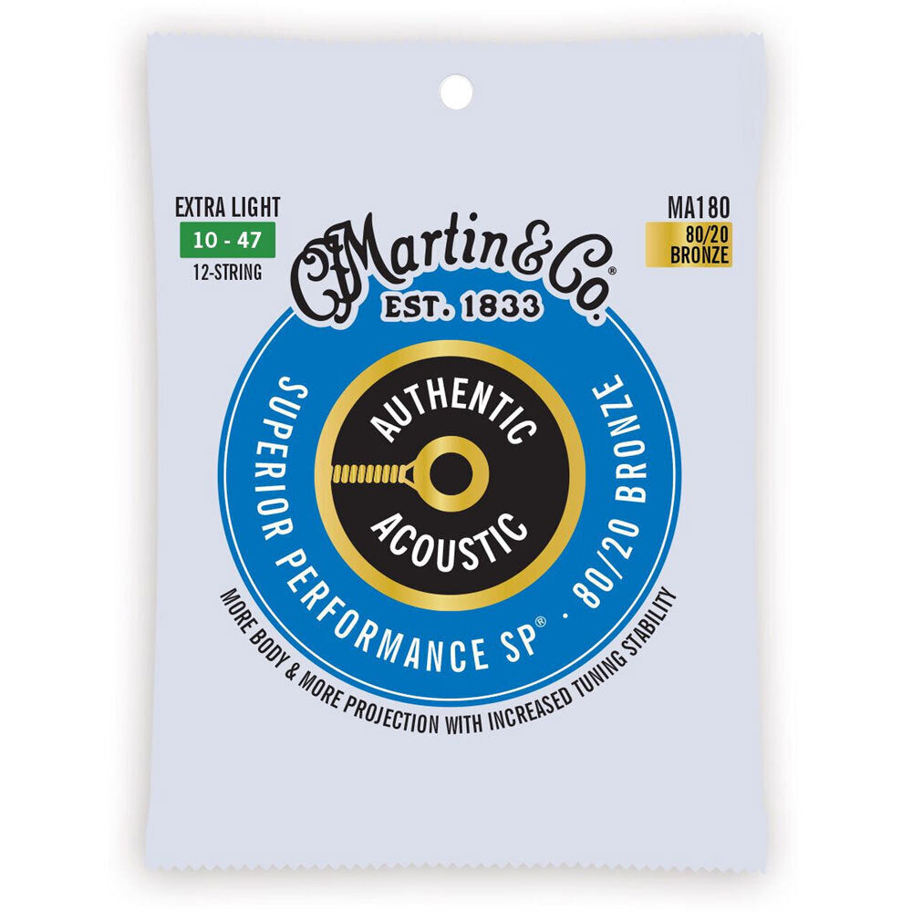 Martin Guitar Authentic Instrument 12String 80/20 Bronze MA180 Extra Light (3 Pack) — image 2
