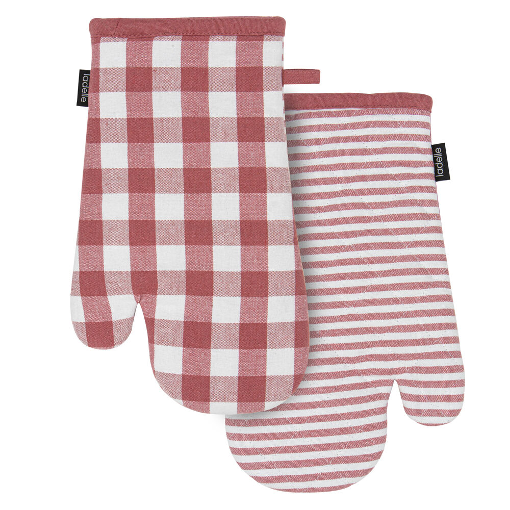41183-2pc-ladelle-oven-mitt-kitchen-cooking-18x33cm-eco-gingham-blush