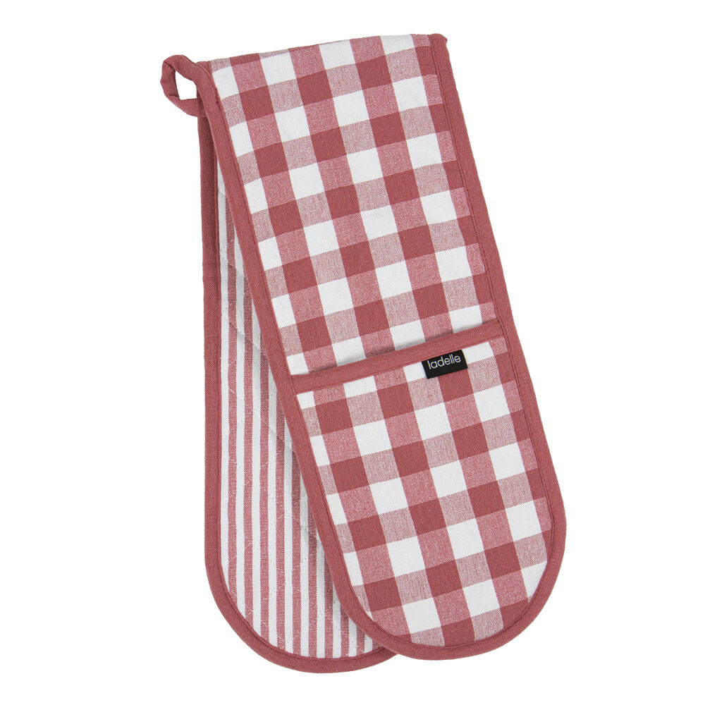 41184-ladelle-double-oven-mitt-kitchen-cooking-17x89cm-eco-gingham-blush