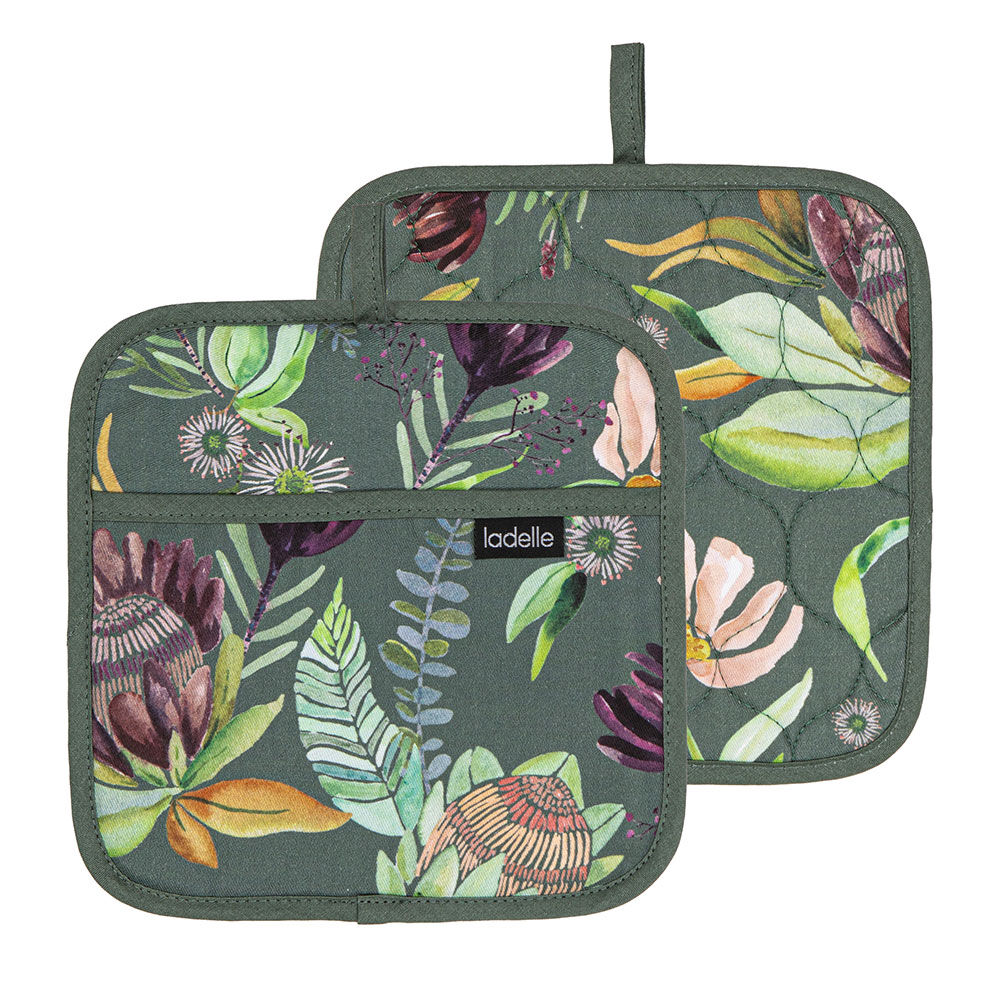 41190-2pc-ladelle-leura-cotton-pot-holder-square-mitt-21x21cm