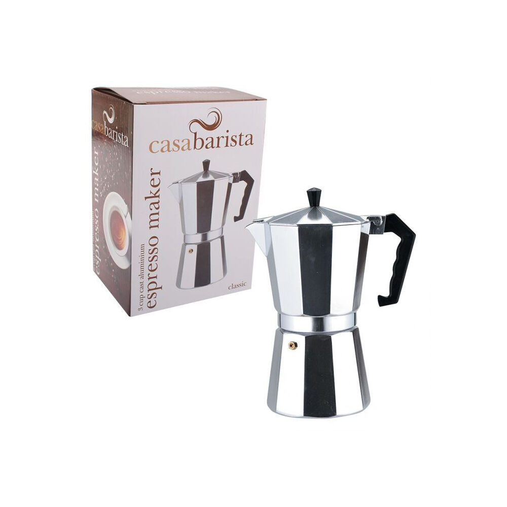 Casabarista Moka Pot Silver Classic Aluminium 3 Cups Espresso Coffee Maker — image 2