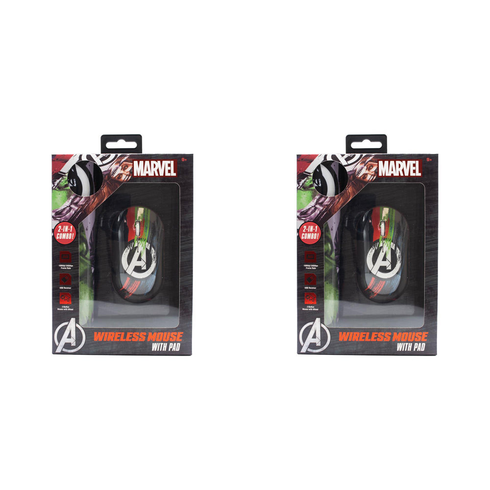 Marvel Avengers Bluetooth Wireless Mouse w/ Pad Computer/Laptop Accessory 9y+ (2 Pack)