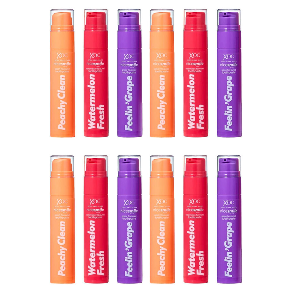Xoc NiceSmile Fruit Flavour Fluoride Toothpaste Cavity Protection 60ml Assorted (12 Pack)