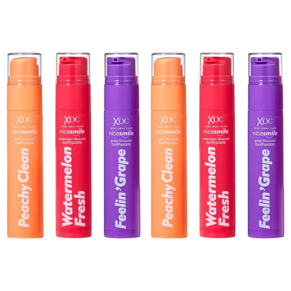 Xoc NiceSmile Fruit Flavour Fluoride Toothpaste Cavity Protection 60ml Assorted (6 Pack)