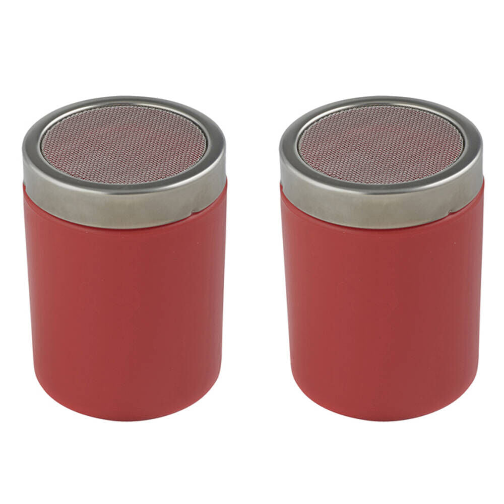 Crema Pro Cocoa Shaker Flour Powder Duster Sprinkler Kitchen/Barware Red (2 Pack)