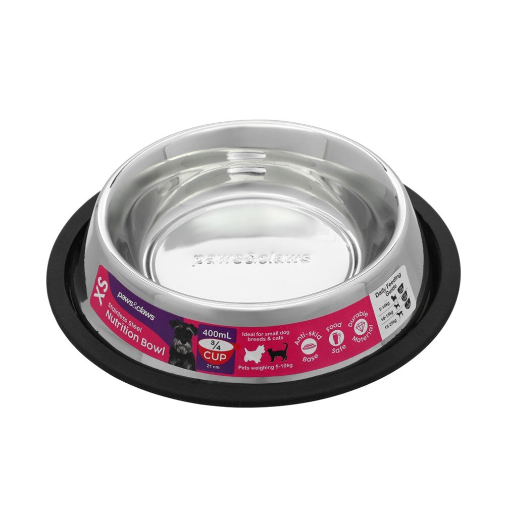 Paws and Claws 400ml Stainless Steel Pet Bowl Black (2 Pack) — image 2