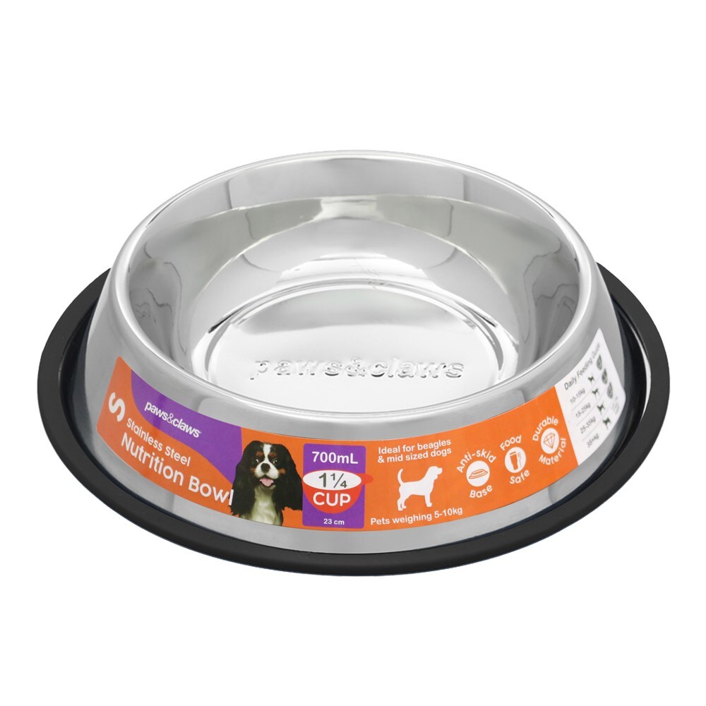 Paws and Claws 700ml Stainless Steel Pet Bowl Black (2 Pack) — image 2