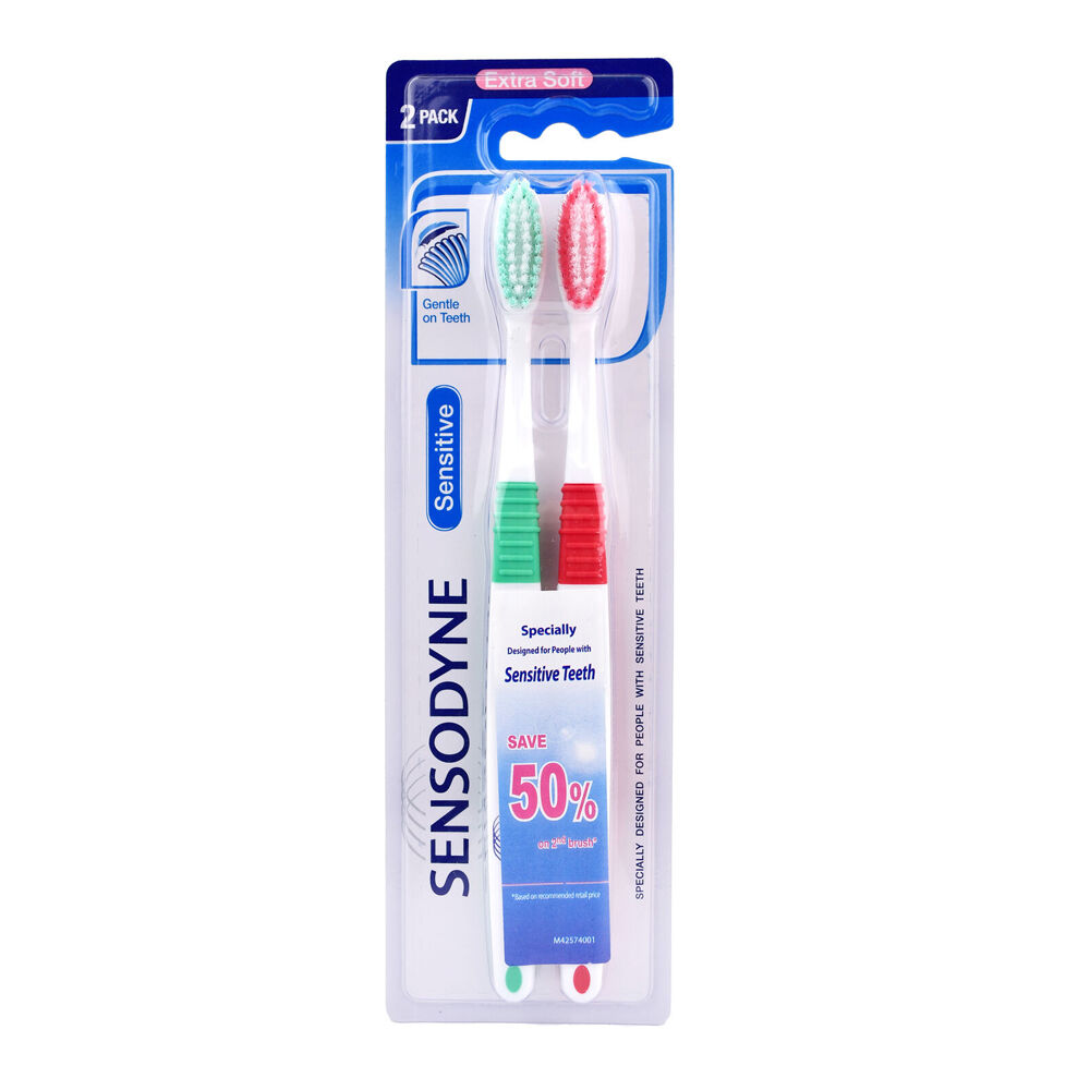 Sensodyne Toothbrush Sensitive Extra Soft Bristles Dental Oral Care Assorted (2 Pieces)